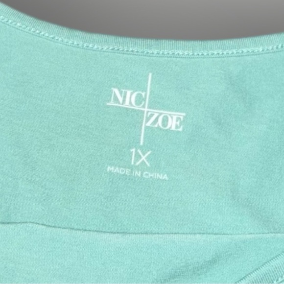 NIC+ZOE SHIRT TAIL PERFECT TANK Hazy Aqua Plus 1X - Picture 8 of 10